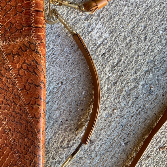 VINTAGE SNAKESKIN Patchwork Leather Clutch / Shoulder Bag / Top Handle - Picture 6 of 15